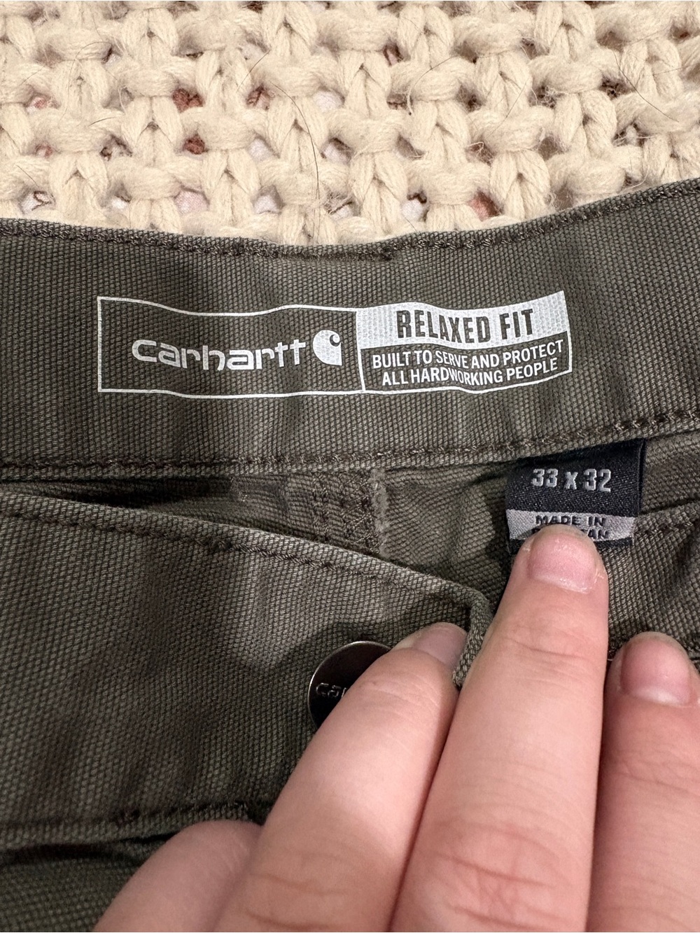 Carhartt Men's Olive Green Cargo Work Pants - Picture 3 of 3